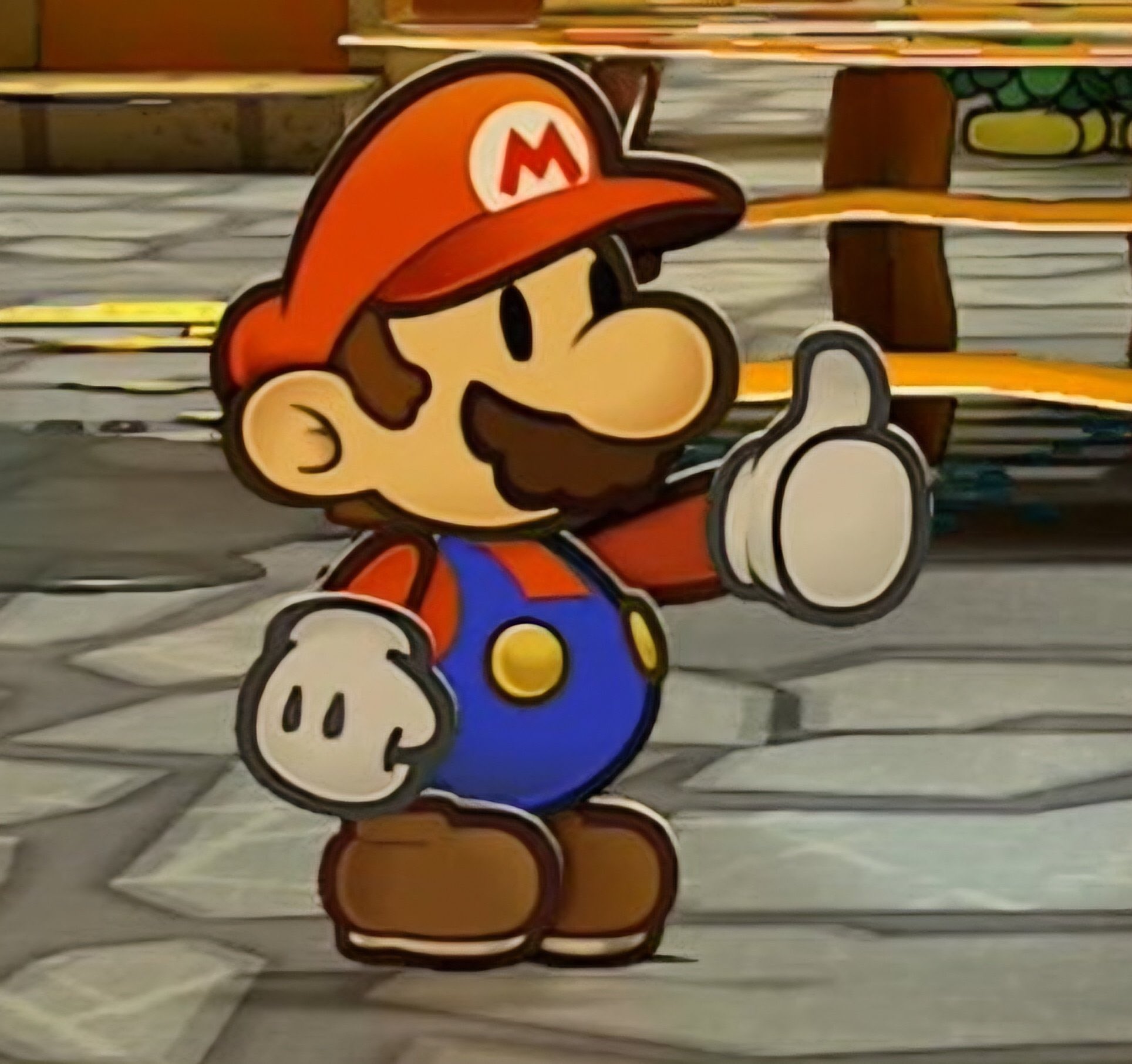 a picture of paper mario putting a thumbs up